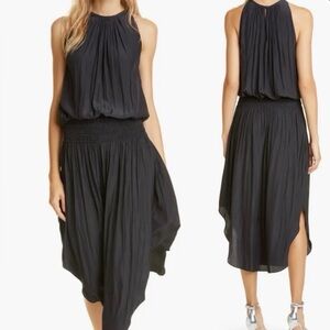 RAMY BROOK Audrey Halter Neck Smocked Midi Dress \\ XS